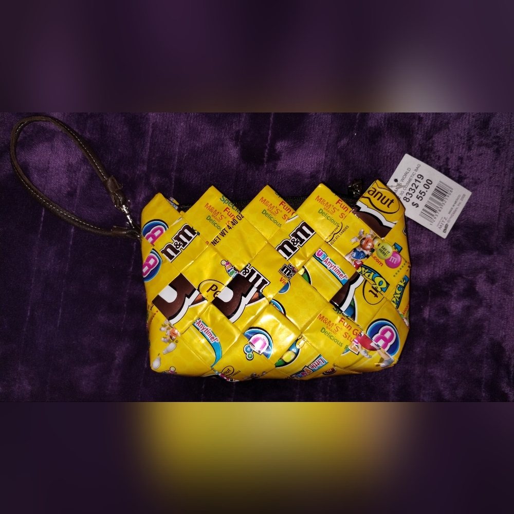 Women's New With Tags M&M's Wrapper Clutch Wallet Cosmetics Wristlet Bag.